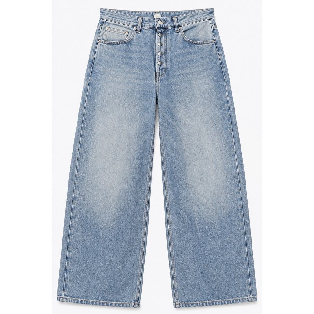 Free People We The Free Truro Baggy Puddle Jeans 30 Water Stoned Blue Wide Leg
